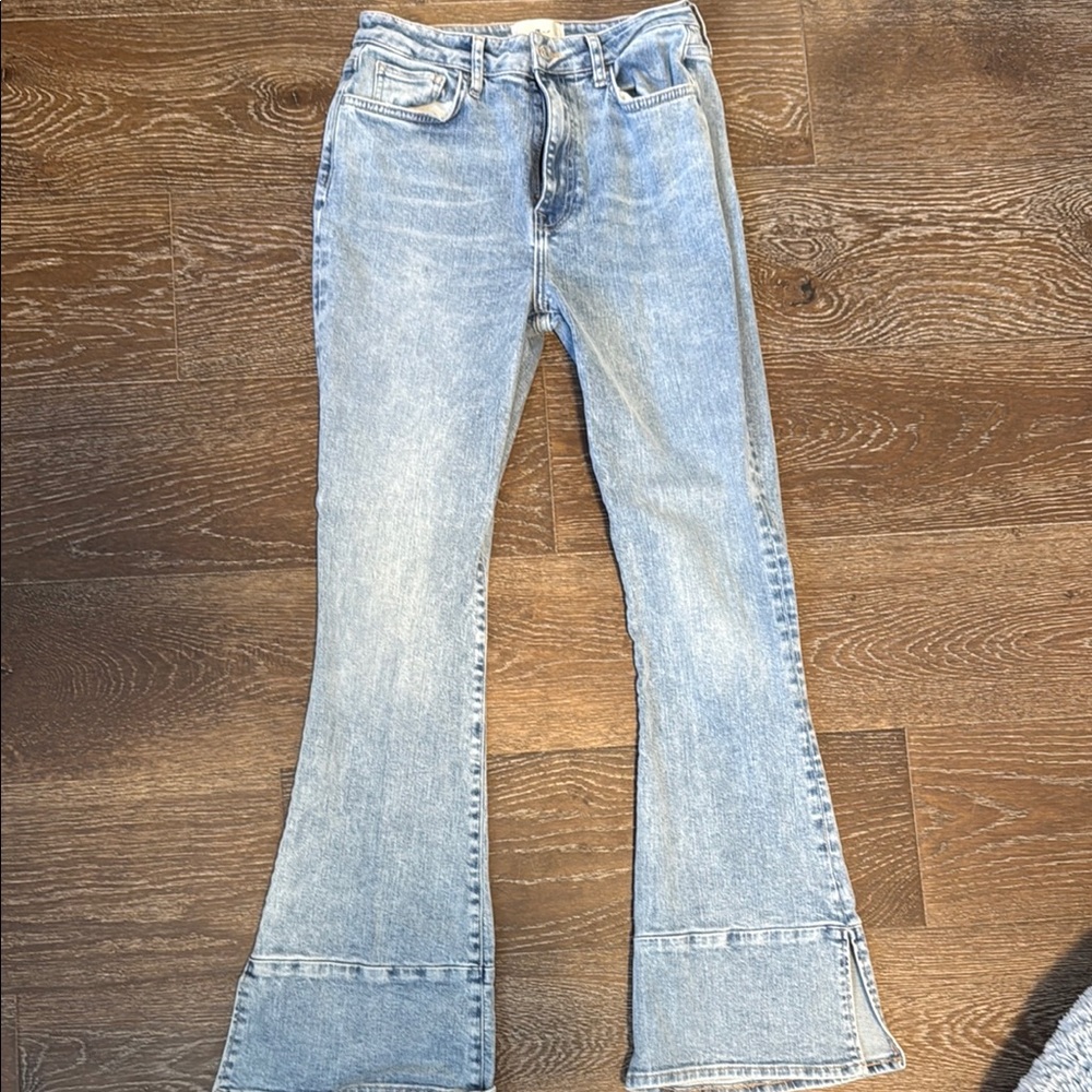 7 For All Mankind Blue Flare Wide Leg Jeans